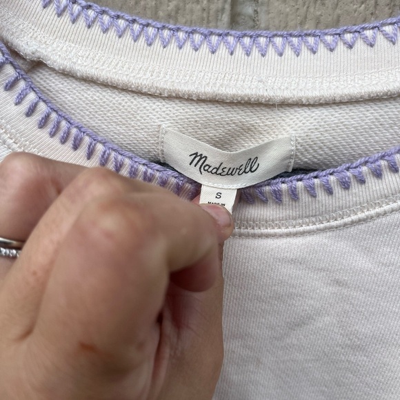 Madewell Stitched Shrunken Sweatshirt Ivory Size Small - Picture 5 of 9